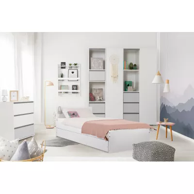 Kinderbett 90x200 AGIRA mit Schublade - weiß
