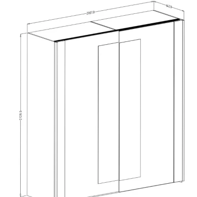 Kleiderschrank mit Spiegel 201 cm LJUBA - Flagstaff-Eiche