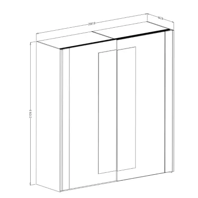 Kleiderschrank mit Spiegel 201 cm LJUBA - Flagstaff-Eiche