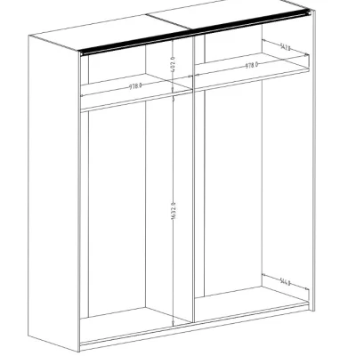 Kleiderschrank mit Spiegel 201 cm LJUBA - Flagstaff-Eiche