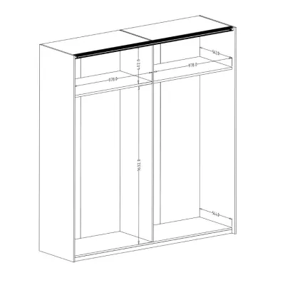 Kleiderschrank mit Spiegel 201 cm LJUBA - Flagstaff-Eiche