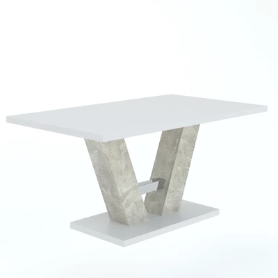 Ausziehbarer Esstisch BEVERLY - Beton / Weiß