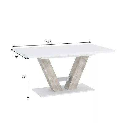 Ausziehbarer Esstisch BEVERLY - Beton / Weiß