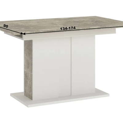 BOOKER ausziehbarer Küchentisch - Beton / Weiß