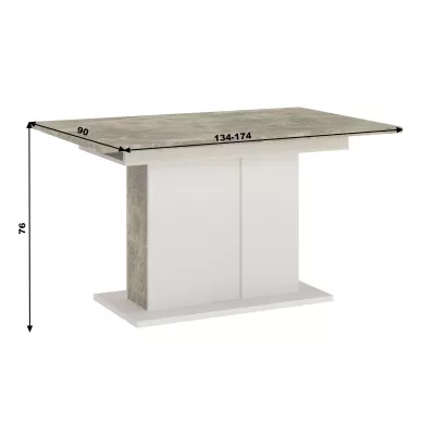 BOOKER ausziehbarer Küchentisch - Beton / Weiß