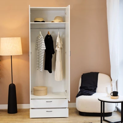 Zweitüriger Kleiderschrank 74 cm mit Schubladen RICHLAND - weiß