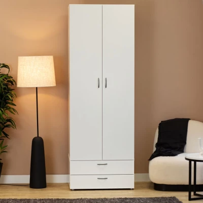 Zweitüriger Kleiderschrank 74 cm mit Schubladen RICHLAND - weiß