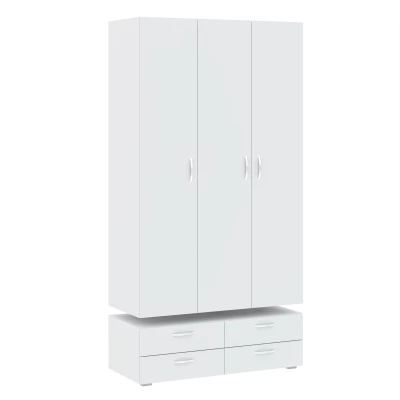 Dreitüriger Kleiderschrank 111 cm mit Schubladen RICHLAND - weiß