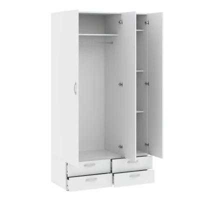 Dreitüriger Kleiderschrank 111 cm mit Schubladen RICHLAND - weiß