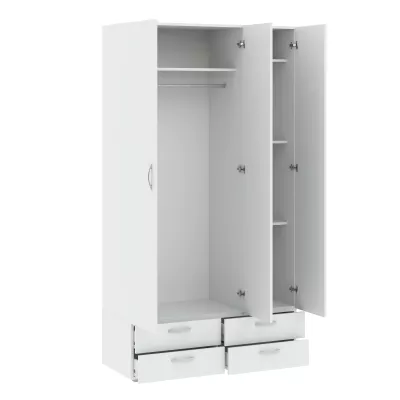 Dreitüriger Kleiderschrank 111 cm mit Schubladen RICHLAND - weiß