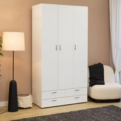 Dreitüriger Kleiderschrank 111 cm mit Schubladen RICHLAND - weiß