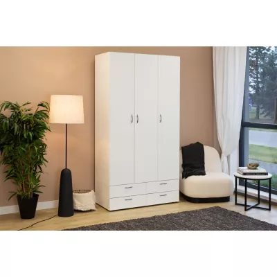 Dreitüriger Kleiderschrank 111 cm mit Schubladen RICHLAND - weiß