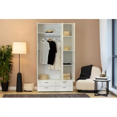 Dreitüriger Kleiderschrank 111 cm mit Schubladen RICHLAND - weiß