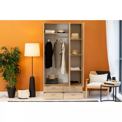 Dreitüriger Kleiderschrank 111 cm mit Schubladen RICHLAND – Sonoma-Eiche