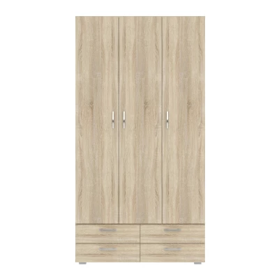 Dreitüriger Kleiderschrank 111 cm mit Schubladen RICHLAND – Sonoma-Eiche