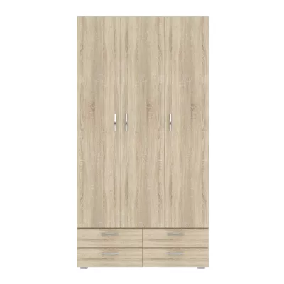 Dreitüriger Kleiderschrank 111 cm mit Schubladen RICHLAND – Sonoma-Eiche