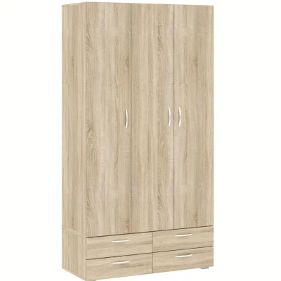 Dreitüriger Kleiderschrank 111 cm mit Schubladen RICHLAND – Sonoma-Eiche