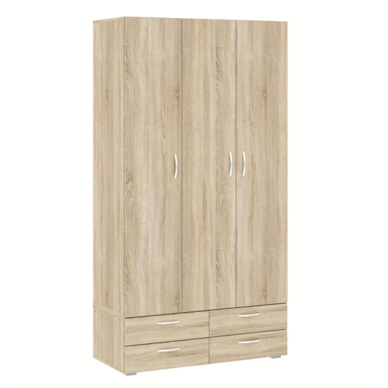 Dreitüriger Kleiderschrank 111 cm mit Schubladen RICHLAND – Sonoma-Eiche