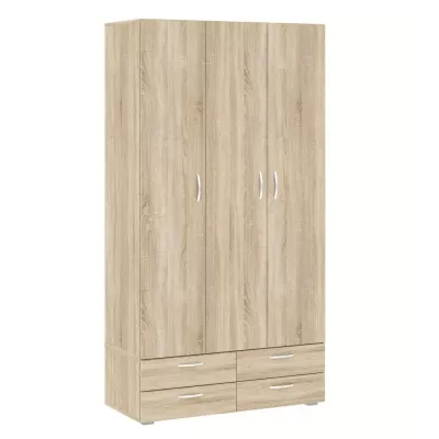 Dreitüriger Kleiderschrank 111 cm mit Schubladen RICHLAND – Sonoma-Eiche