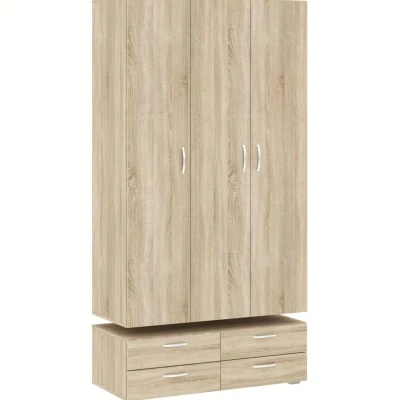 Dreitüriger Kleiderschrank 111 cm mit Schubladen RICHLAND – Sonoma-Eiche