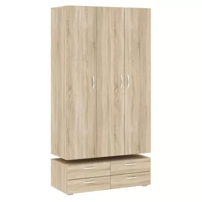 Dreitüriger Kleiderschrank 111 cm mit Schubladen RICHLAND – Sonoma-Eiche