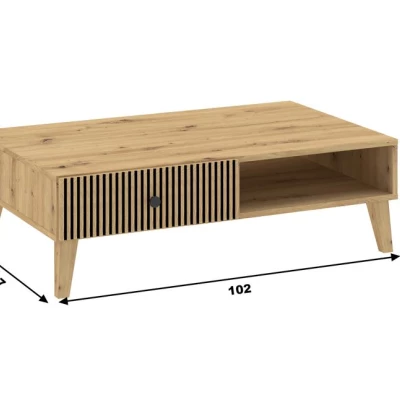 HEWITT Couchtisch mit Schublade – Artisan Eiche