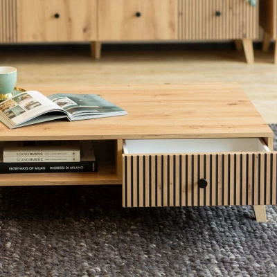 HEWITT Couchtisch mit Schublade – Artisan Eiche