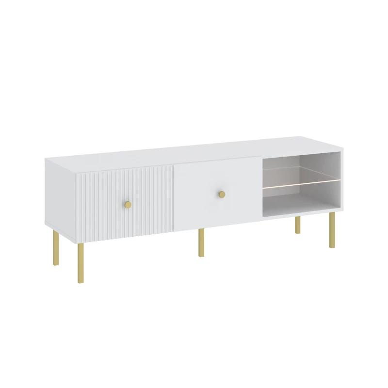 TV-Ständer HASKEL - weiß + gold