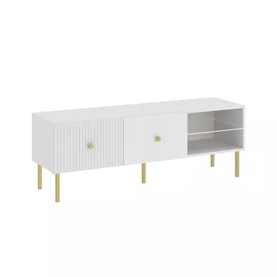 TV-Ständer HASKEL - weiß + gold