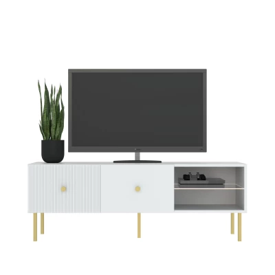 TV-Ständer HASKEL - weiß + gold