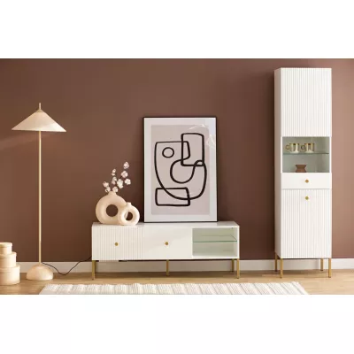 TV-Ständer HASKEL - weiß + gold