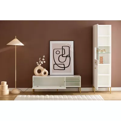TV-Ständer HASKEL - weiß + gold