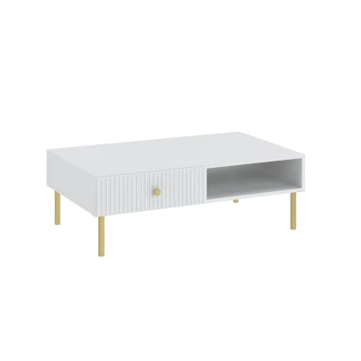 HASKEL Couchtisch - weiß + gold
