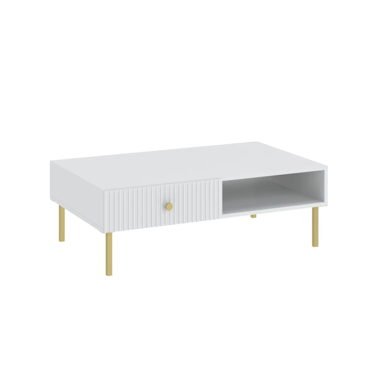 HASKEL Couchtisch - weiß + gold