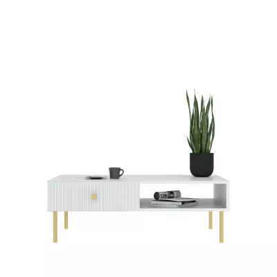 HASKEL Couchtisch - weiß + gold