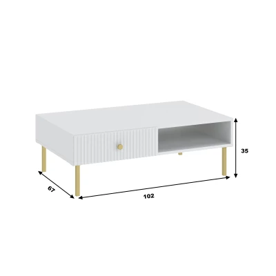 HASKEL Couchtisch - weiß + gold
