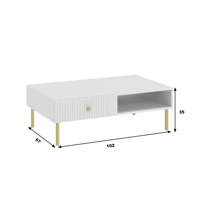 HASKEL Couchtisch - weiß + gold