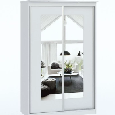 Kleiderschrank mit Spiegel 120 cm ODESSA - weiß
