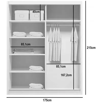 Geräumiger Kleiderschrank 175/215 CALEB – Eiche Sonoma / weiß