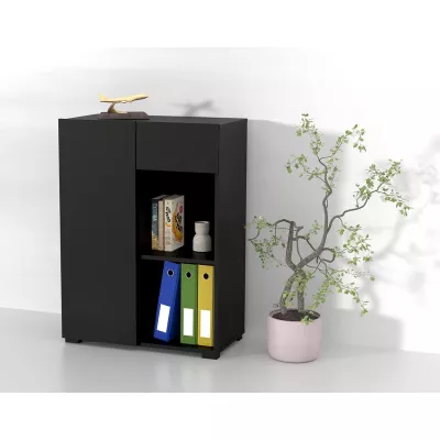 Niedriges Regal mit Schublade AFIBA 1 - schwarzer Onyx