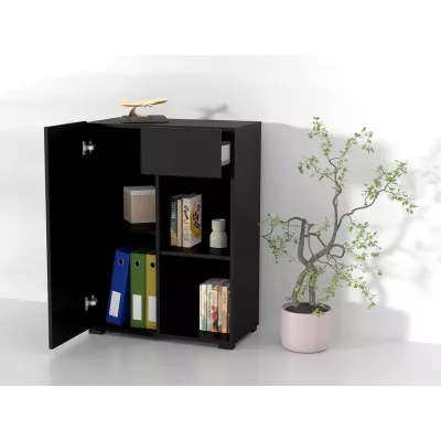 Niedriges Regal mit Schublade AFIBA 1 - schwarzer Onyx