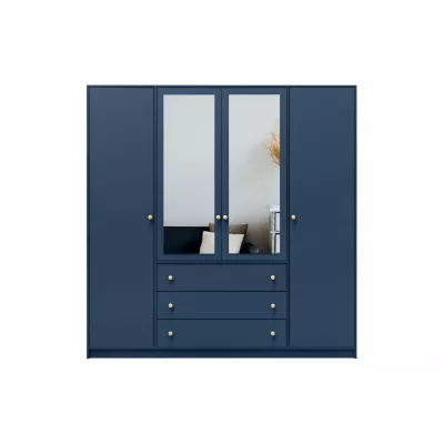 Kombinierter Kleiderschrank 196 JOELE mit Spiegel – dunkelblau