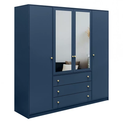 Kombinierter Kleiderschrank 196 JOELE mit Spiegel – dunkelblau