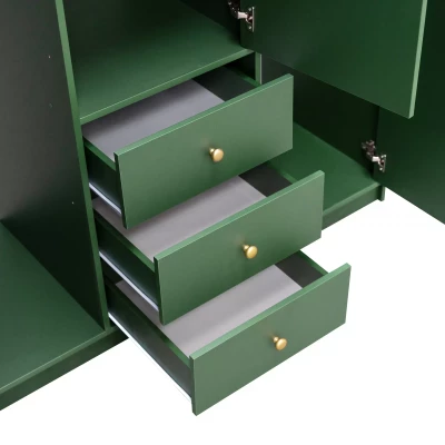 Dreitüriger Kleiderschrank 149 JOELE mit Spiegel – grün