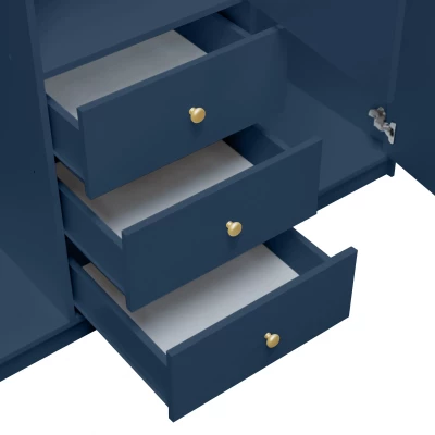 Dreitüriger Kleiderschrank 149 JOELE mit Spiegel – dunkelblau