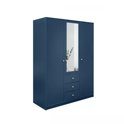 Dreitüriger Kleiderschrank 149 JOELE mit Spiegel – dunkelblau
