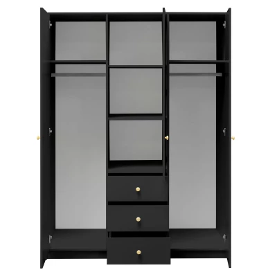 Dreitüriger Kleiderschrank 149 JOELE - schwarz