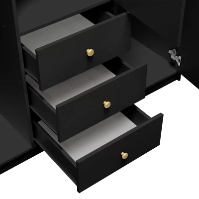 Dreitüriger Kleiderschrank 149 JOELE - schwarz