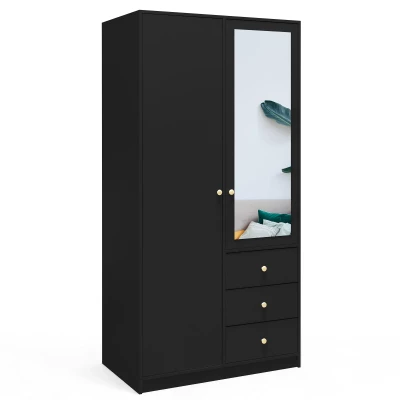 Kleiderschrank 100 JOELE mit Spiegel - schwarz