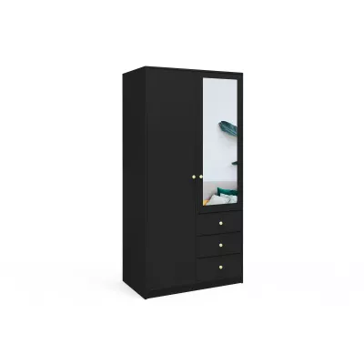Kleiderschrank 100 JOELE mit Spiegel - schwarz